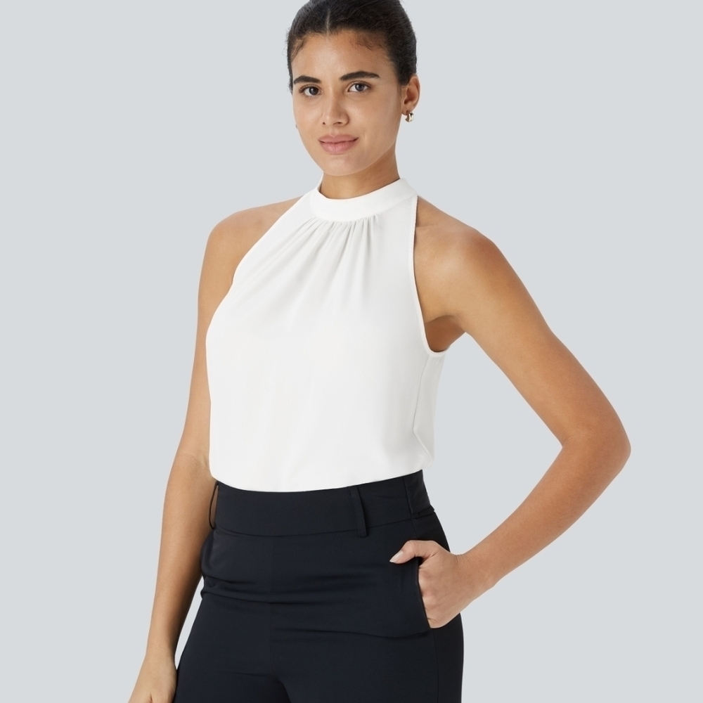 HALARA Cream Color Sleeveless Blouse